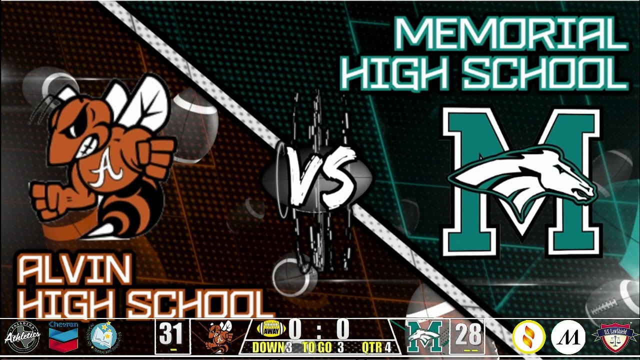 Video: Full game Memorial 28 vs Alvin 31 Varsity football game.