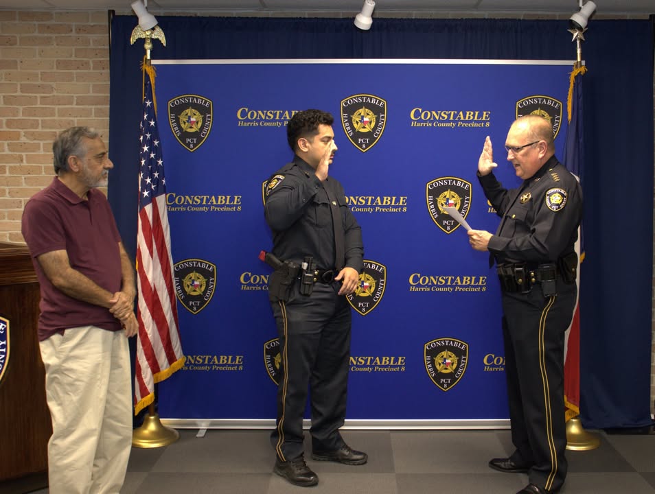 Constable Sandlin and crew celebrated Deputy Syed Ahmed’s swearing-in ceremony, marking his exciting journey as part of the Precinct 8 family.