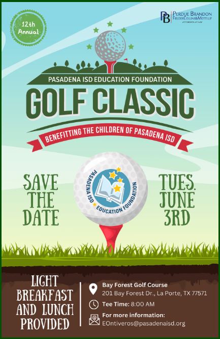 Sign up for a round of golf at Bay Forest Golf Course for the 12th Annual PISD Education Foundation Golf Classic to support PISD students.