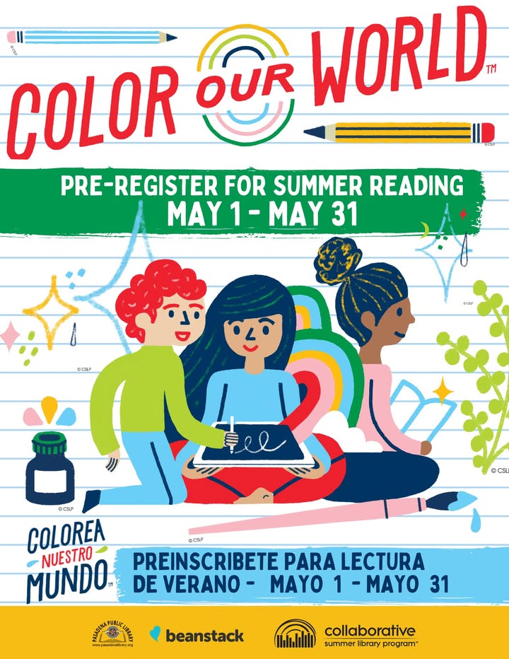 Pre-register for the Library’s Summer Reading Program, Color Our World, for a chance to win exciting prizes.
