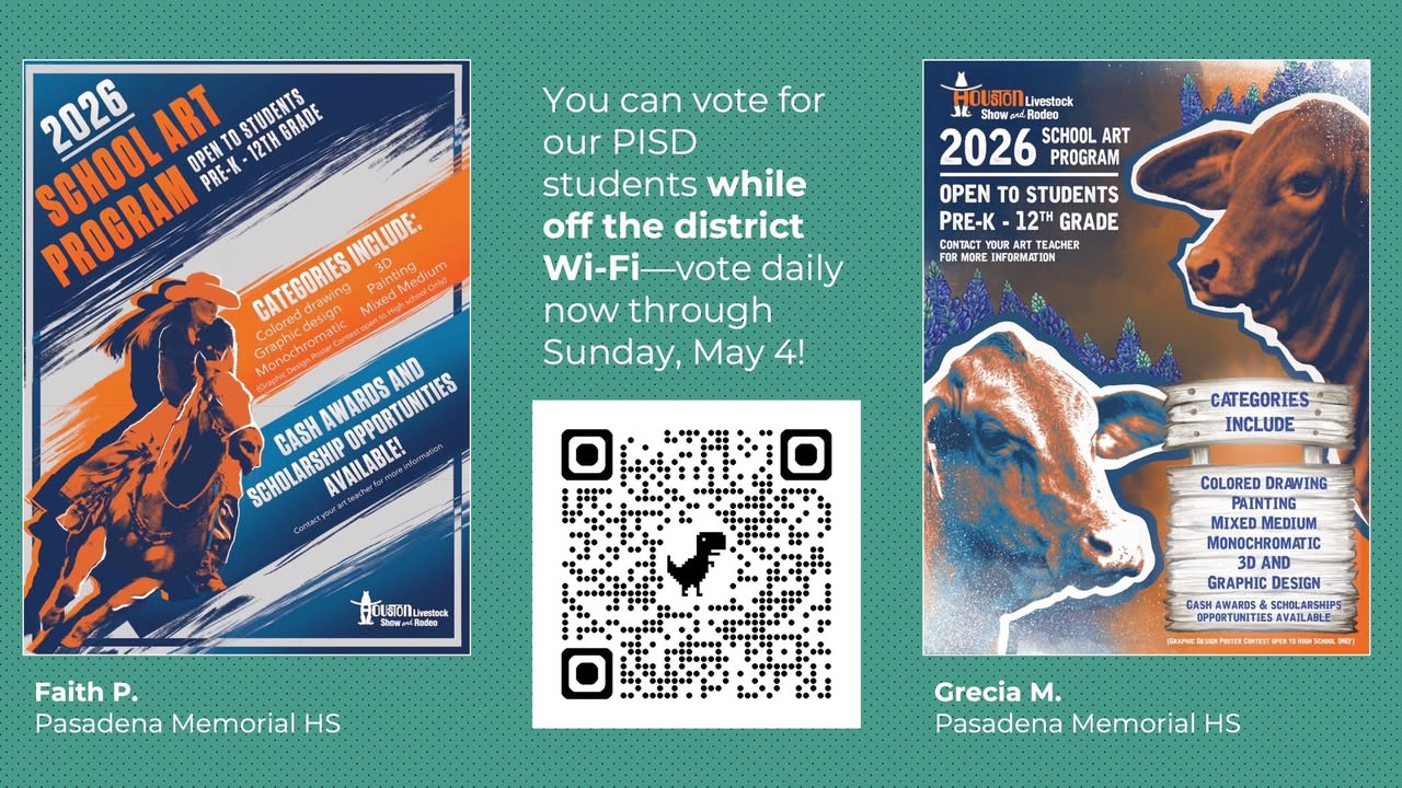 Two talented Pasadena ISD students are vying for the Houston rodeo poster crown, and they need your vote to secure victory.