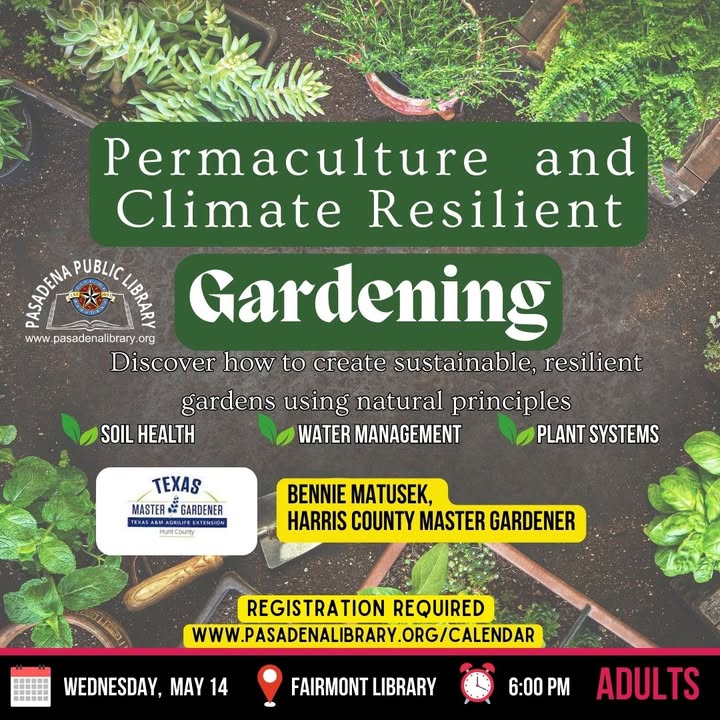 Something to do with Master Gardener Bennie Matusek at Fairmont Library to explore the wonders of permaculture and transform your garden into a sustainable paradise.