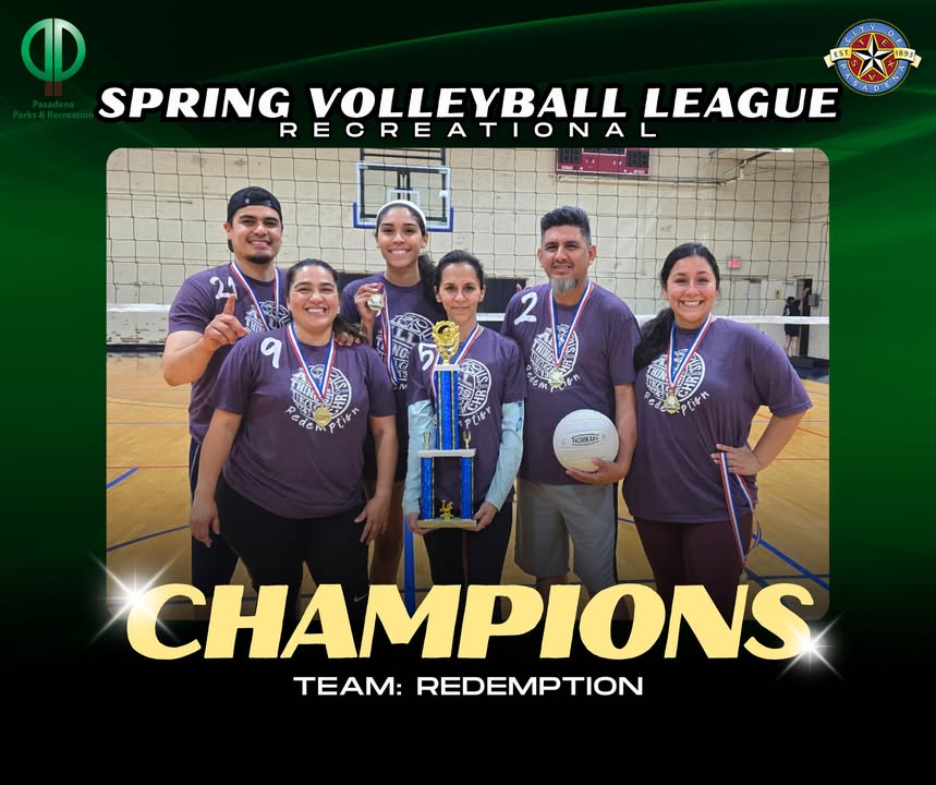 Cheers to Parks & Recreation’s Adult Spring Volleyball League champions, who spiked their way to victory.
