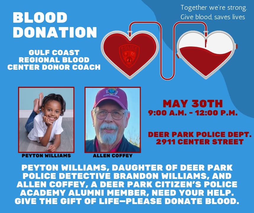 Save lives and join DPPD on May 30th at the Police Department and make a difference with every drop. Save lives and join DPPD on May 30th at the Police Department and make a difference with every drop.