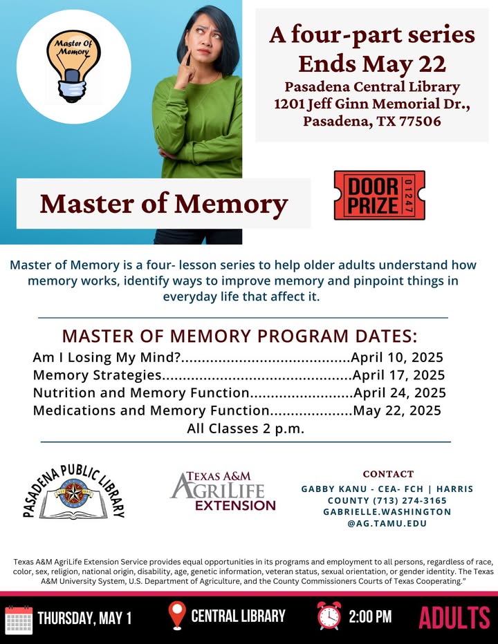 Join Gabby Kanu’s engaging series to unlock the secrets of memory improvement and discover how daily habits shape your cognitive abilities this Thursday only at Central Library.