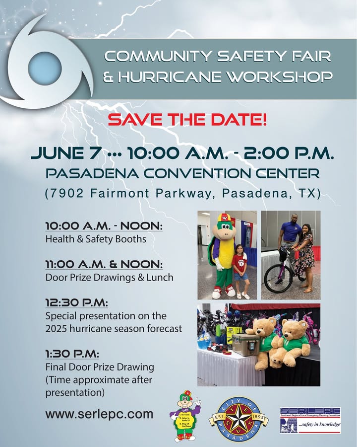 Join the fun at the Convention Center on June 7th for an informing Community Safety Fair, complete with door prizes and delicious lunch.