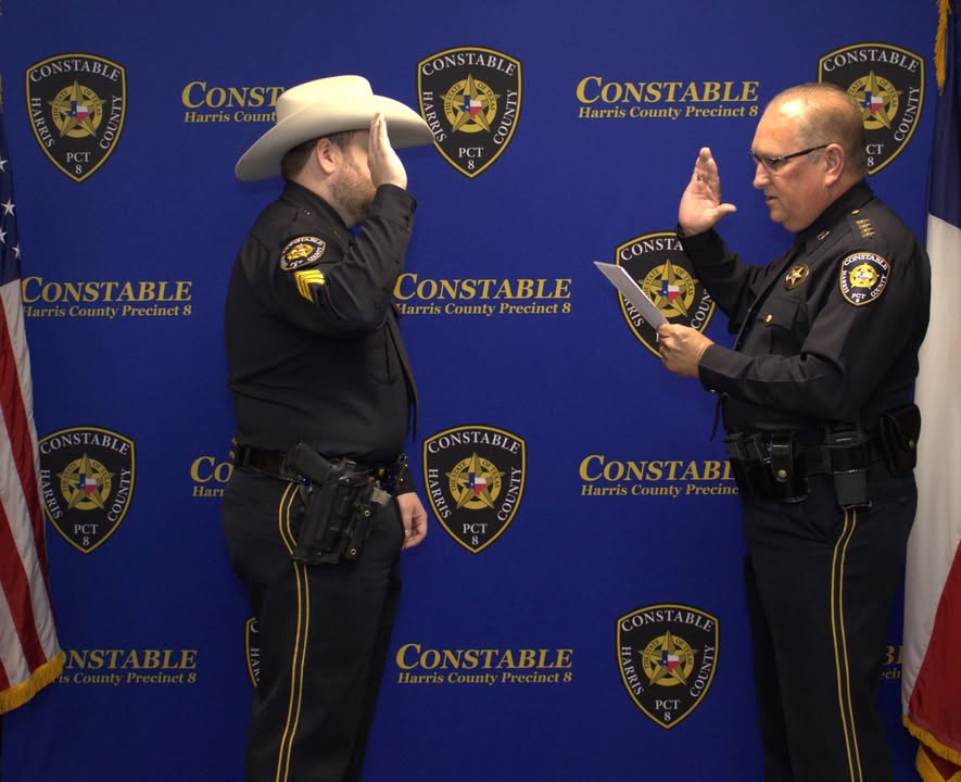 Constable Sandlin celebrated Sergeant Self’s well-deserved promotion, recognizing his seven years of dedicated service at Precinct 8.
