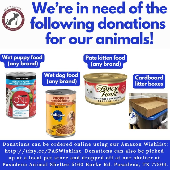 The Animal Shelter needs your help to fill the inmate’s bowls to keep their tails wagging and throats purring.