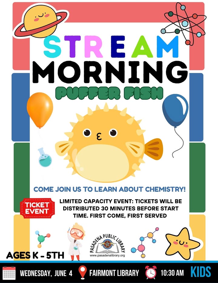 Show up at Fairmont Library June 4th with your kid up to 5th grade for a chemistry event to witness an exciting balloon reaction unfold right before your eyes. Show up at Fairmont Library June 4th with your kid up to 5th grade for a chemistry event to witness an exciting balloon reaction unfold right before your eyes.
