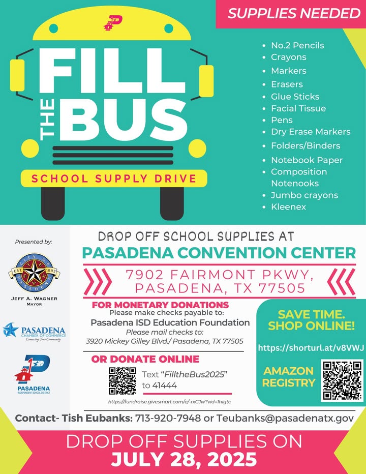 Get involved with the annual Fill the Bus where the community unites to support PISD local students.