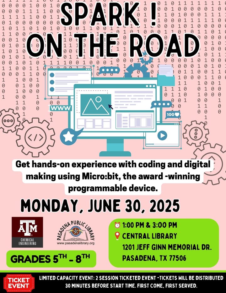 Get your kid in on a tech journey at Central Library to unleash their creativity with hands-on Micro:bit programming. Get your kid in on a tech journey at Central Library to unleash their creativity with hands-on Micro:bit programming.