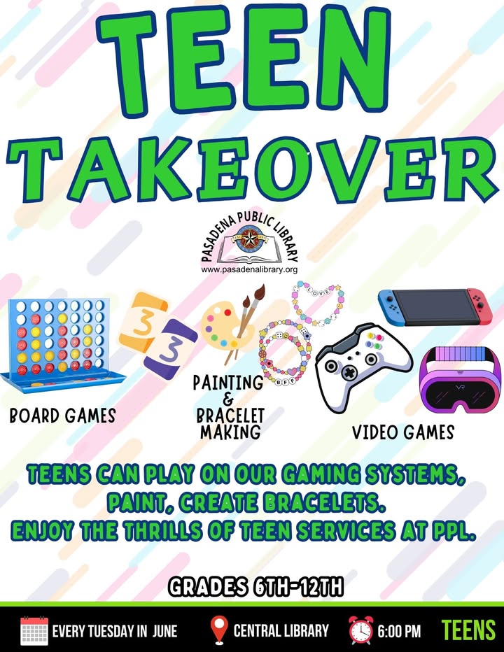 Dive into the excitement at the Central Teen room every Tuesday in June including today at 6pm. Dive into the excitement at the Central Teen room every Tuesday in June including today at 6pm.