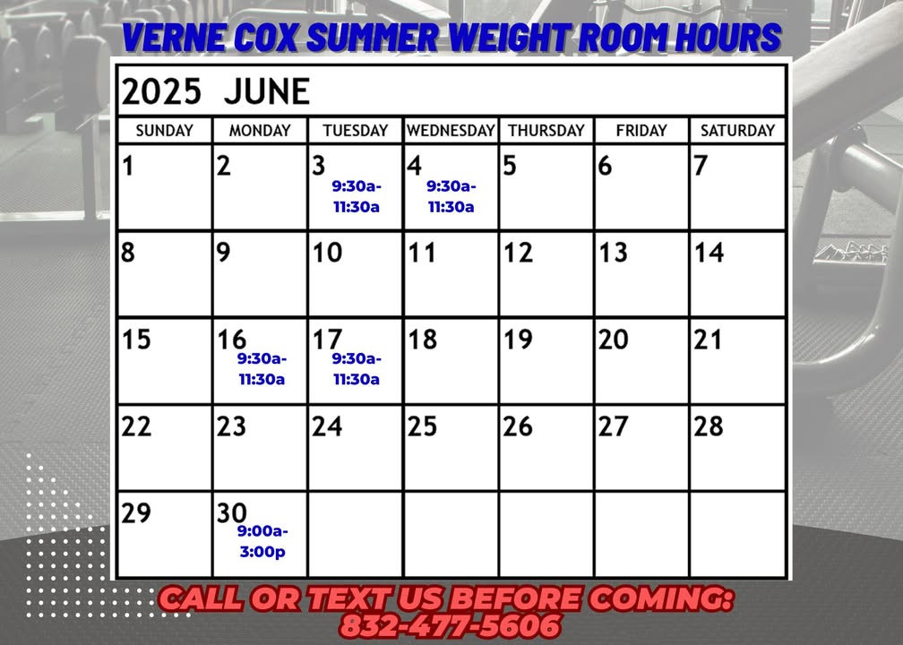 Verne Cox weight room is ready to pump some iron on select dates and the rest is off-limits. Verne Cox weight room is ready to pump some iron on select dates and the rest is off-limits.
