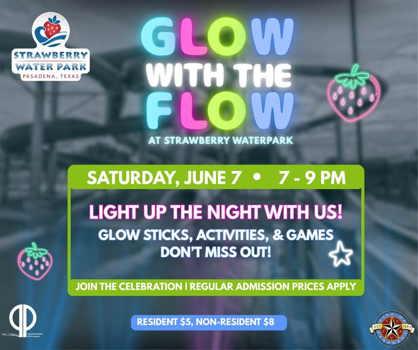 Glow tonight at Strawberry Waterpark with fun games and activities at Glow with the Flow from 7 – 9pm. Glow tonight at Strawberry Waterpark with fun games and activities at Glow with the Flow from 7 – 9pm.