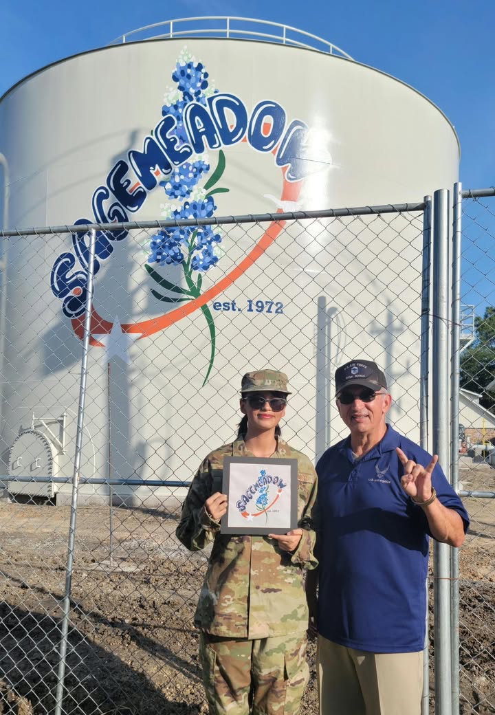 Ariana, a Dobie ROTC cadet, now has her artwork adding vibrant color to the Sagemeadow water tank. Ariana, a Dobie ROTC cadet, now has her artwork adding vibrant color to the Sagemeadow water tank.