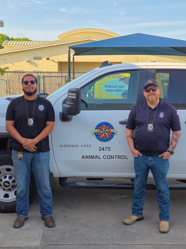 New to the crew at the Animal Shelter, Officers Espinoza and Parker, ready to make a positive difference.