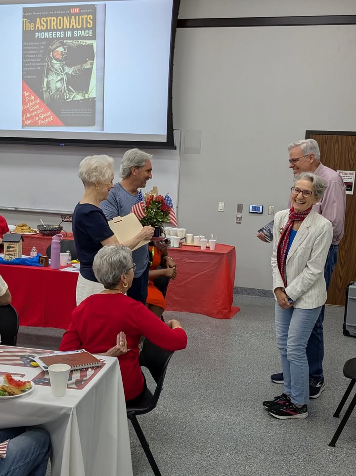 The Friends of the Library meeting was good time talks of moon landing tales thanks to wonderful authors. The Friends of the Library meeting was good time talks of moon landing tales thanks to wonderful authors.