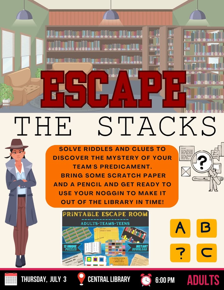 This Thursday race against time in the library, solving riddles and clues with your team. All while trying to unlock the mystery of your predicament. This Thursday race against time in the library, solving riddles and clues with your team. All while trying to unlock the mystery of your predicament.