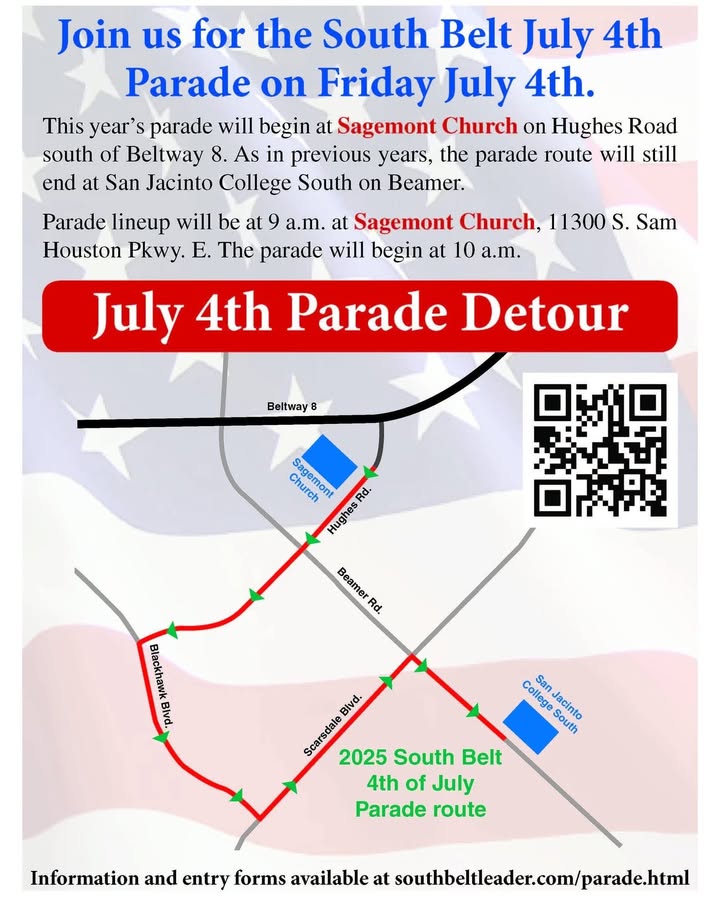Get your red, white, and blue decorations ready for the South Belt July 4th Parade. Let community spirit and freedom ring. Get your red, white, and blue decorations ready for the South Belt July 4th Parade. Let community spirit and freedom ring.