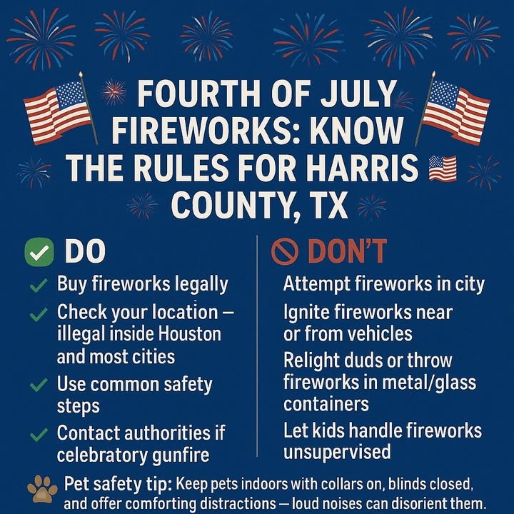 As fireworks light up the sky on the Fourth of July, here’s some rules in Harris County for a safe celebration.