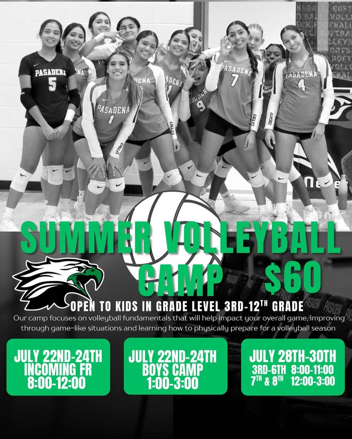 Pasadena High Volleyball’s newly updated camp dates.