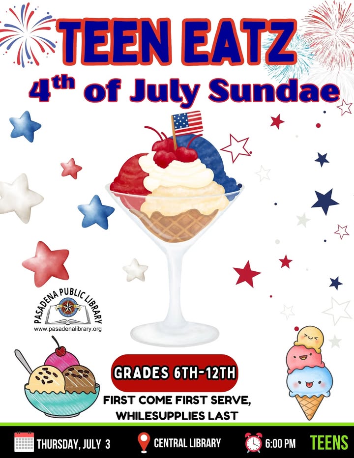 Join Central Library for an epic Teen Eatz Ice Cream Party July 3rd and make dream sundaes become reality.
