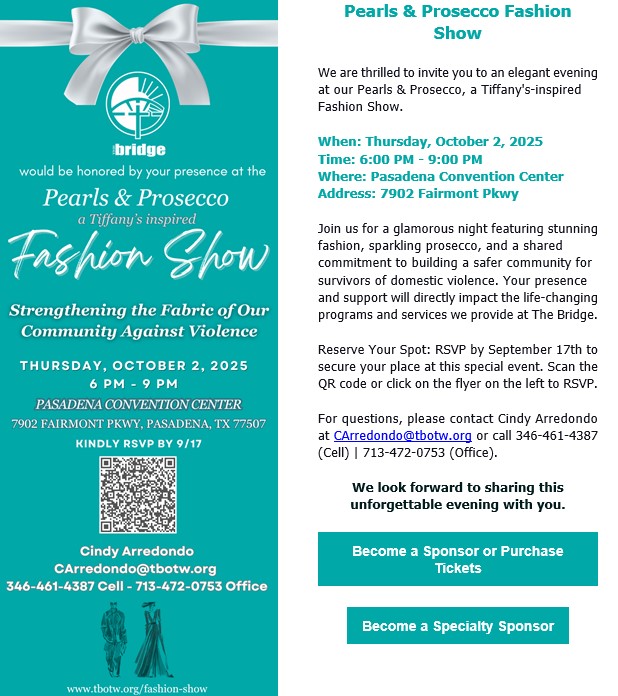Don’t miss the chance to strut your style and support a great cause at The Bridge Over Troubled Waters fashion show this October. Don’t miss the chance to strut your style and support a great cause at The Bridge Over Troubled Waters fashion show this October.