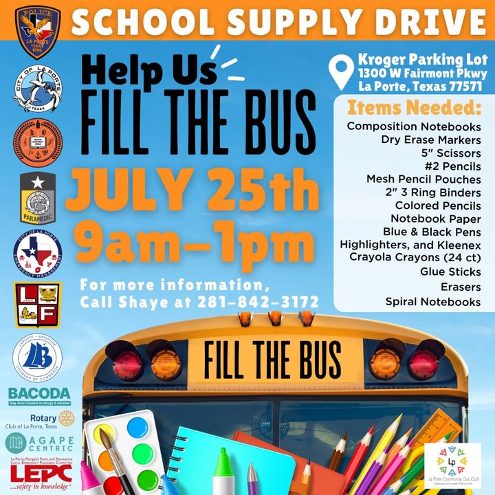 Join LPPD on July 25th or donate now and help fill the bus with essential school supplies for every student. Join LPPD on July 25th or donate now and help fill the bus with essential school supplies for every student.