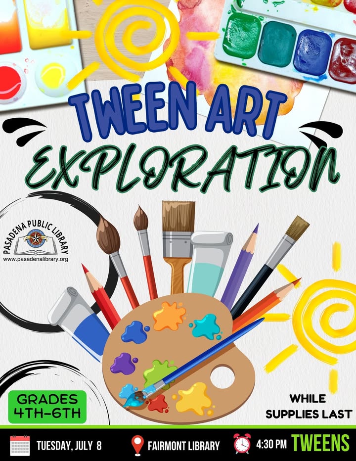 Let your kids have some at Fairmont Library’s Tween Art Exploration to discover their inner artist through hands-on exploration. Let your kids have some at Fairmont Library’s Tween Art Exploration to discover their inner artist through hands-on exploration.