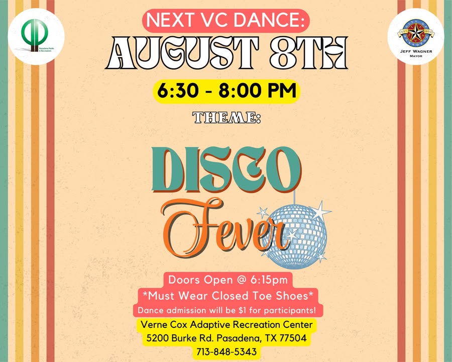 Make your next move to dance and groove at Verne Cox’s August Disco Dance August 8th. Make your next move to dance and groove at Verne Cox’s August Disco Dance August 8th.