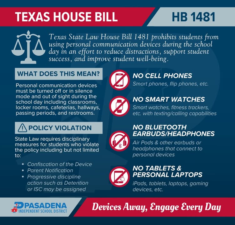 Texas has a new law for personal communication devices for PISD 2025-2026 school year. Texas has a new law for personal communication devices for PISD 2025-2026 school year.