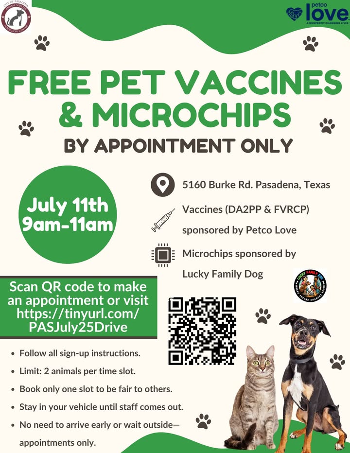 This time, to get your pets vaccinated and microchipped for free is full, but make sure you snag an appointment for the next. This time, to get your pets vaccinated and microchipped for free is full, but make sure you snag an appointment for the next.