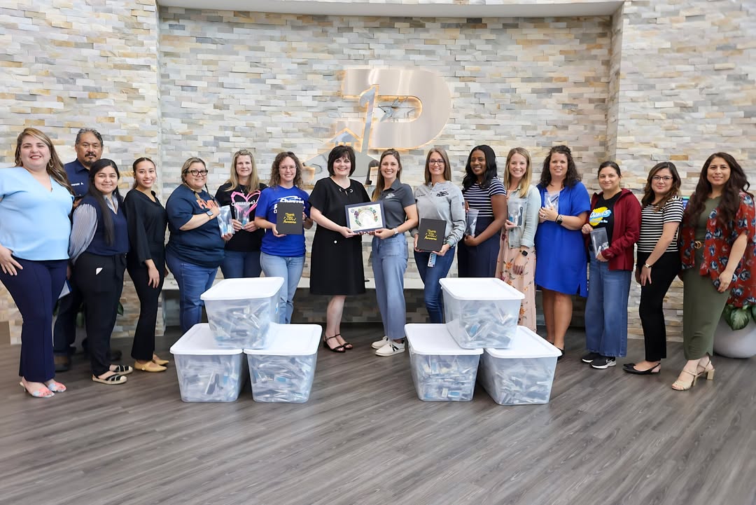 Chevron Phillips Chemical gets a high-five for their donation of 2,500 hygiene kits to PISD’s Highly Mobile and At-Risk students. Chevron Phillips Chemical gets a high-five for their donation of 2,500 hygiene kits to PISD’s Highly Mobile and At-Risk students.