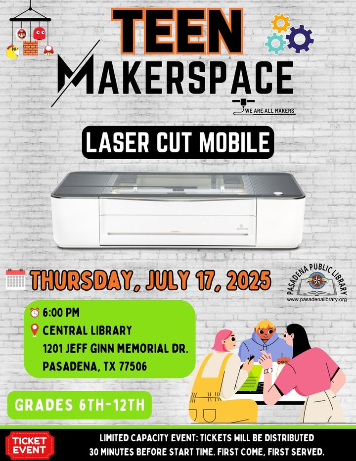 Calling all creative teens. Make stuff at the Library’s Maker Lab to craft and personalize a masterpiece with a laser cutter. Calling all creative teens. Make stuff at the Library’s Maker Lab to craft and personalize a masterpiece with a laser cutter.