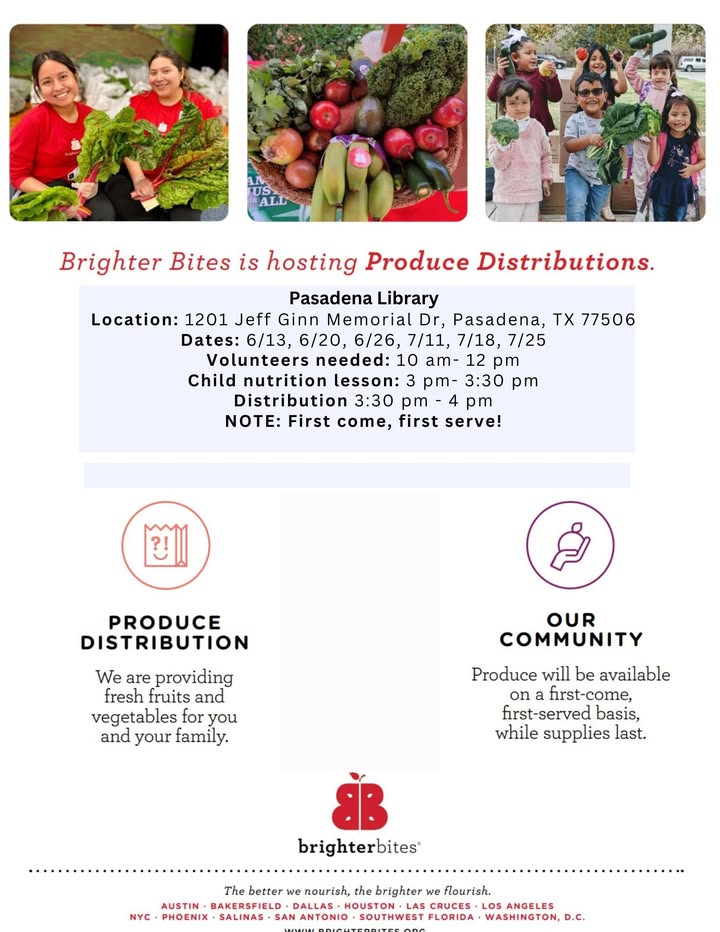 Have a delightful day at Central Library where kids learn about healthy eating and leave with a bag full of fresh fruits and veggies.