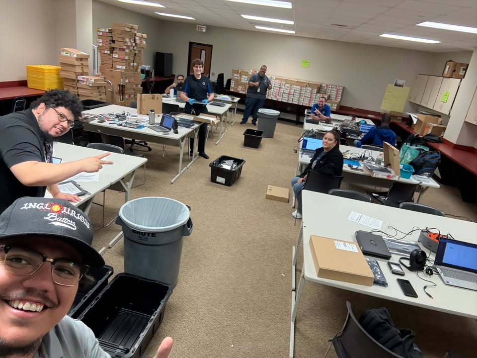 The PISD tech team has been busy all summer at Dobie repairing over 300 student laptops. The PISD tech team has been busy all summer at Dobie repairing over 300 student laptops.
