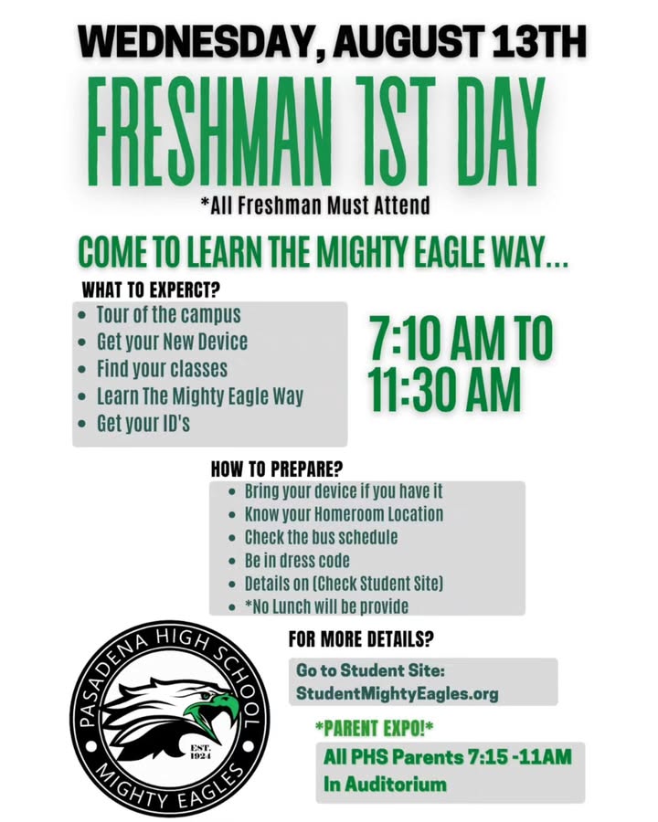 Get ready, Mighty Eagles. Your first day is almost here, packed with tours, tech, and valuable lessons to set you soaring.