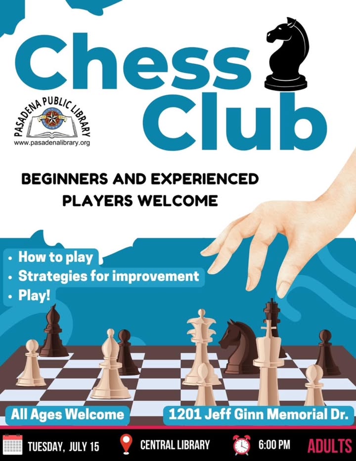 Central Library’s Chess Club is tonight for a night of strategy, laughter, and friendly competition. Central Library’s Chess Club is tonight for a night of strategy, laughter, and friendly competition.