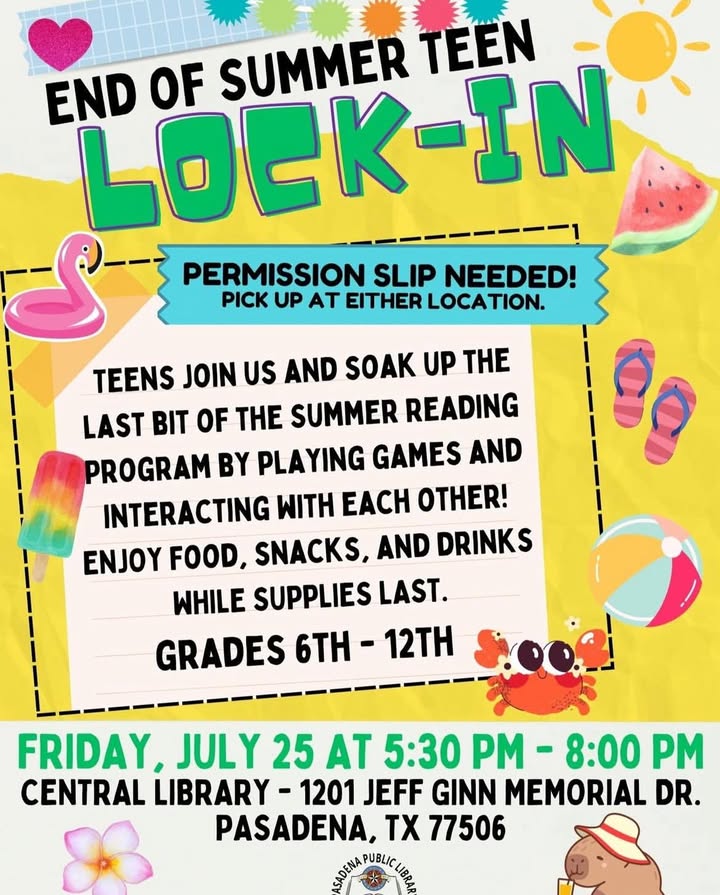 Finish your kid’s summer out at Central Library for a groovy Teen Lock-In, every decade comes alive with music, games, and the snacks. Finish your kid’s summer out at Central Library for a groovy Teen Lock-In, every decade comes alive with music, games, and the snacks.