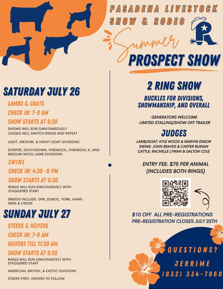 Get on up and support the kids in the Pasadena Livestock Show & Rodeo Summer Prospect Show tomorrow.