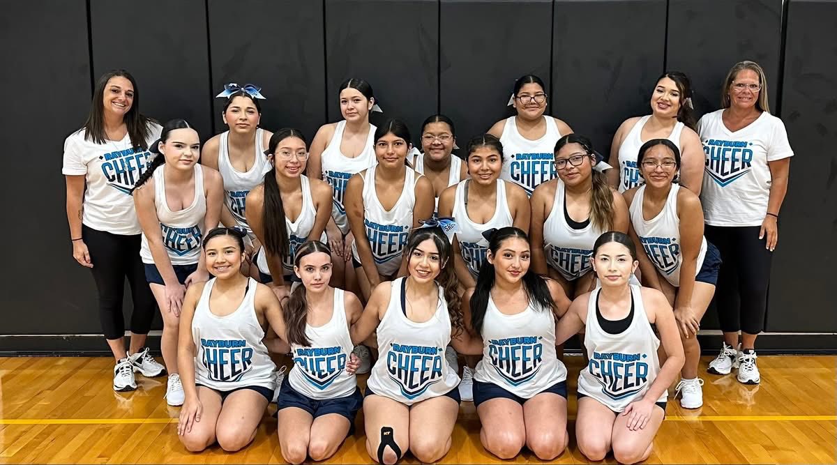 Get ready to cheer with Rayburn’s incredible 25-26 cheer team, rocking their fabulous new shirts thanks to the Sassy Sisters. Get ready to cheer with Rayburn’s incredible 25-26 cheer team, rocking their fabulous new shirts thanks to the Sassy Sisters.