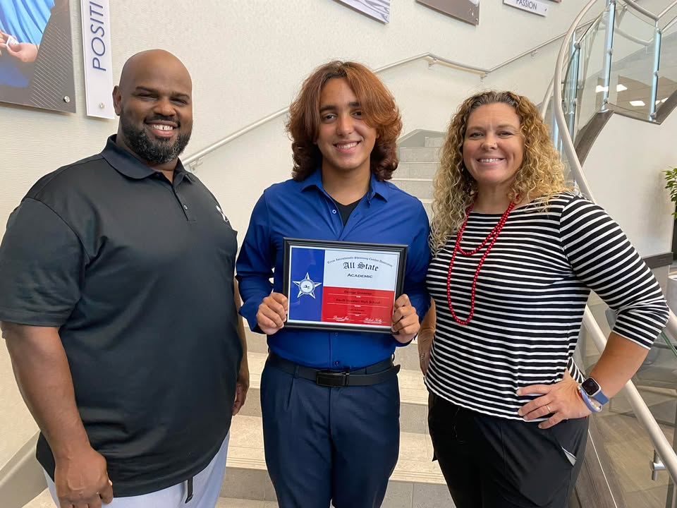 At Tuesday’s School Board Meeting, South Houston High’s George proudly represented the Aquatics team, showcasing their impressive achievements in academics and athletics.