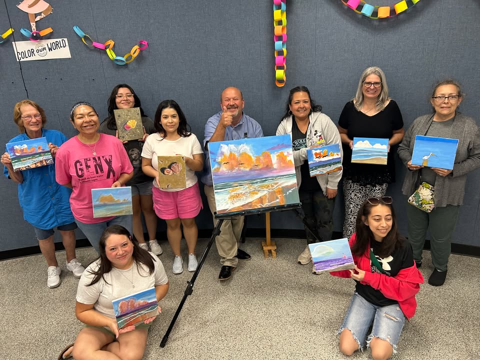 Rick Master’s acrylic painting classes are a big hit at Central Library creating Gulf Coast landscapes.