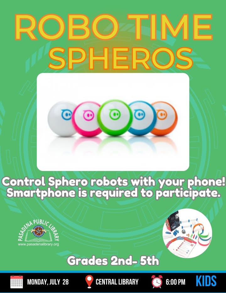 Transform your smartphone into a robot controller Monday and dive into an adventure with Sphero robots at Central Library’s interactive session. Transform your smartphone into a robot controller Monday and dive into an adventure with Sphero robots at Central Library’s interactive session.
