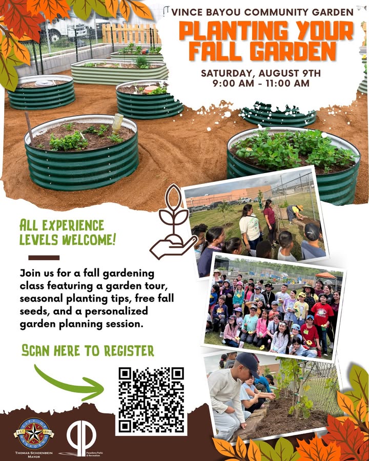 Be there or be cement. Find you way to the Vince Bayou Community Garden for a day of planting, learning, and growing together for free!.