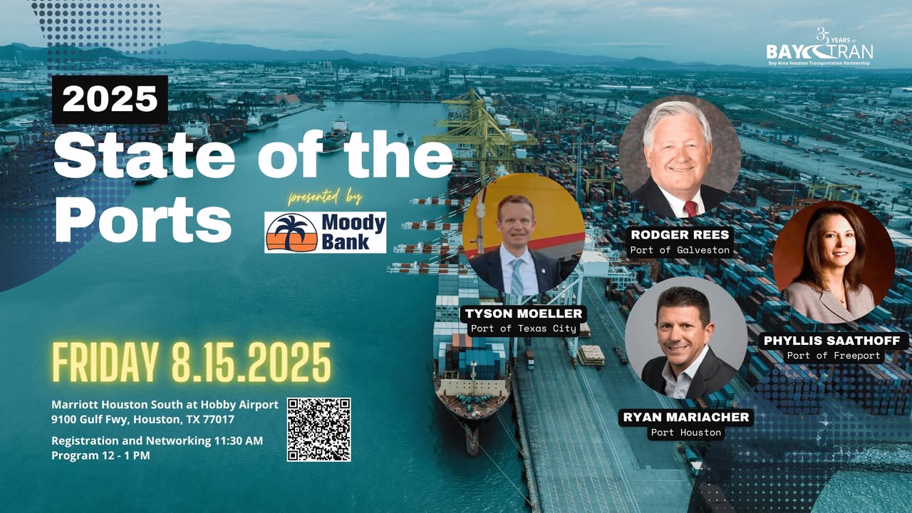 Sign up for BayTran’s 5th Annual State of the Ports panel, where industry leaders will spark discussions about our local ports.