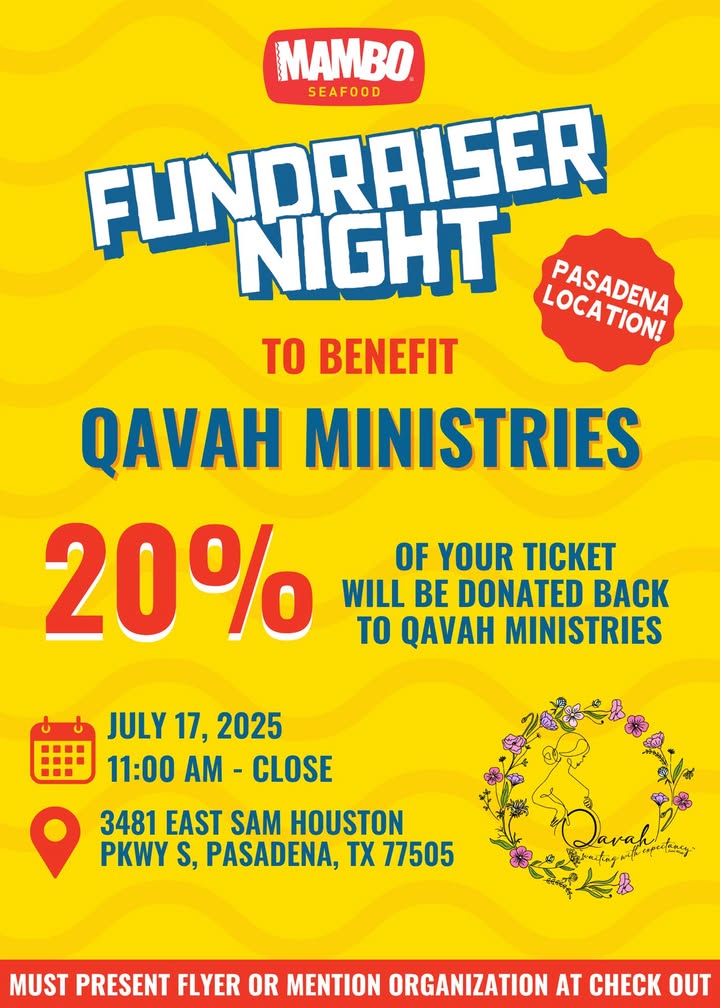 Eat at Mambo Seafood July 17th for a spirit night benefiting Qavah Ministries.