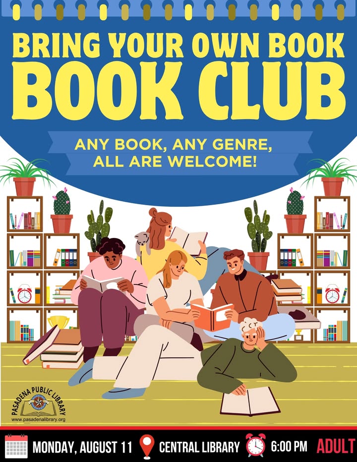 Monday get your read on at Central Library’s Bring Your Own Book Book Club to share your latest reads and discover new favorites from fellow bibliophiles.
