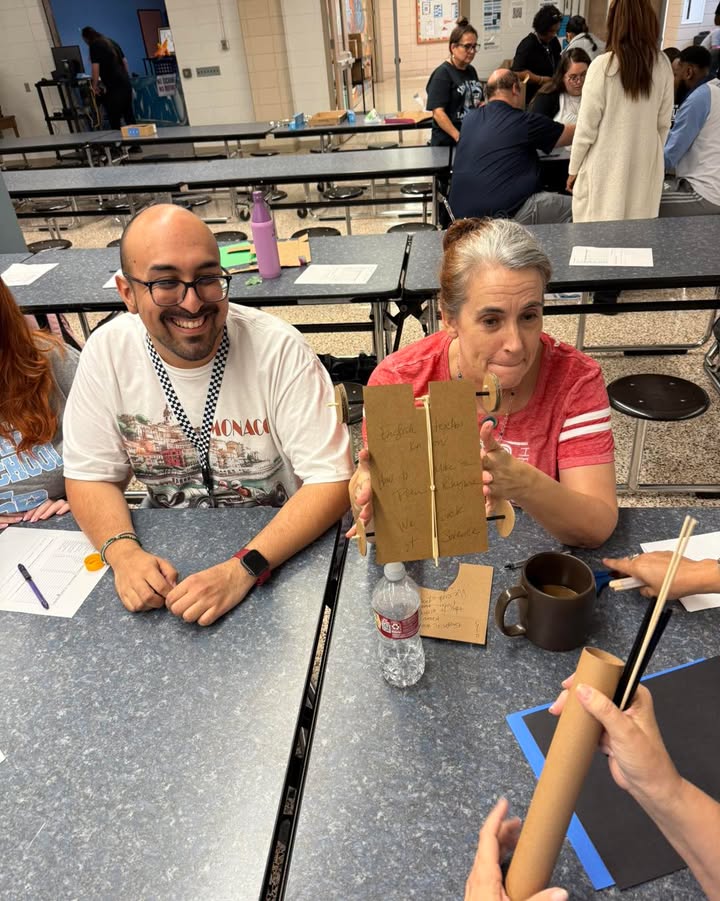 The Rayburn crew built and raced rubber band cars revving up excitement for the school year ahead. The Rayburn crew built and raced rubber band cars revving up excitement for the school year ahead.