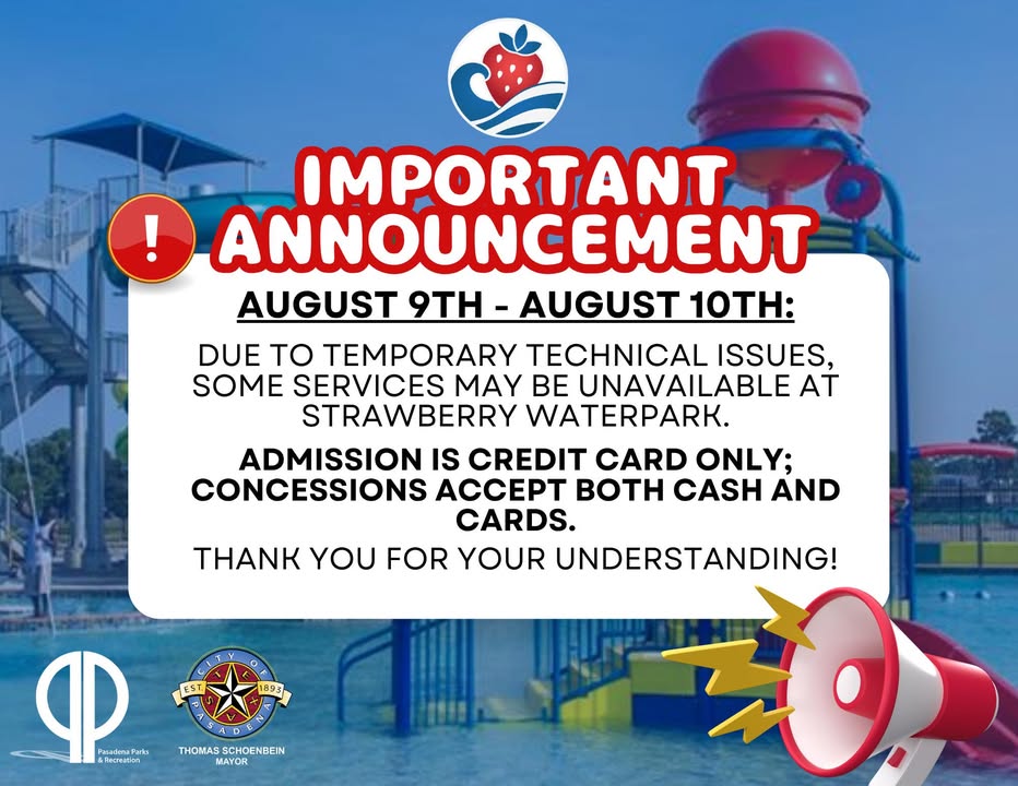 You need your credit card at the Strawberry water Park today due to technotronic issues. You need your credit card at the Strawberry water Park today due to technotronic issues.
